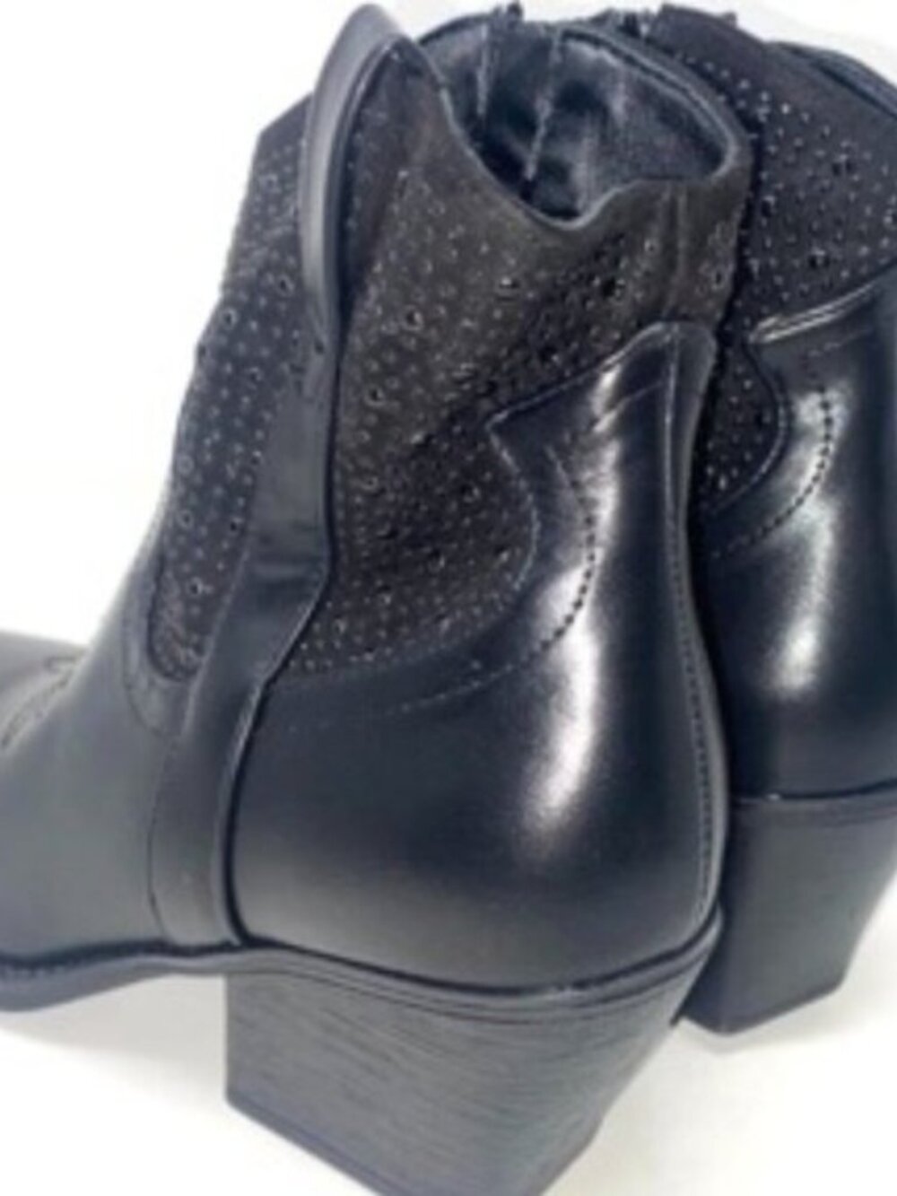 TOP MODA Elk-66 Women's Western Zipper Ankle Heel Bootie Black Size 6 - Picture 5 of 8